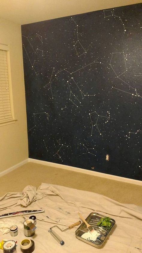 Constellation Wall, Baby Room Diy, نباتات منزلية, Diy Wand, Wall Diy, Diy Bebe, Baby Diy, Wall Paint, Diy Wall