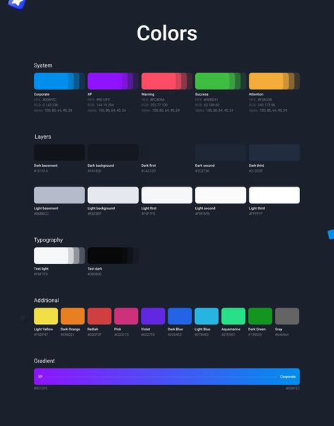 Design System WASD :: Behance Ui Color Palette, Ui Color, Dark Color Palette, Design Ui, Design System, Web Design Inspiration, Ux Design, Dark Colors, Ui Design