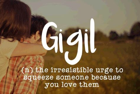 Gigil = the irresistible urge to squeeze someone because you love them. Words For Feelings, Love Quotes Tagalog, Quotes Tagalog, Quotes Distance, Funny Love Quotes, Unique Words Definitions, Catchy Phrases, Uncommon Words, Fancy Words