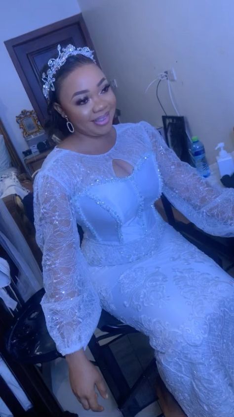 Nana Hemaa’s Instagram post: “Baby christening slay🤍🤍🤍… Corset dress @nanahemaaofficial Beaded lace +chantilly lace @houseofperkie Makeup @niineymakeupartistry Belle…” White Lace Dress For Outdooring, White Chantilly Lace Dress, Beaded Lace Dress Styles, Lace Dress For Naming Ceremony, White Long Lace Dress, Modern Elegant Wedding Dress Lace, Beaded Lace Styles, How To Bead A Dress, White Lace Gown Styles