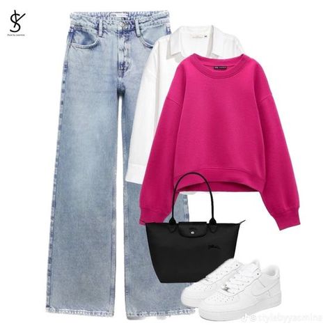 korean outfit style Job Clothes, Modest Casual Outfits, Looks Jeans, Look Rose, Longchamp Bag, Modesty Outfits, Casual College Outfits, Winter Fashion Outfits Casual, Uni Outfits