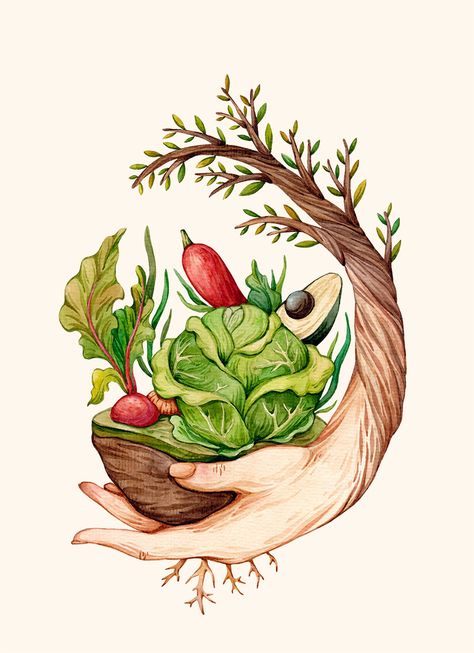 Hi, my name is Olga and I am a full-time illustrator. Feel free to contact me: svart.olga@gmail.com Food Sustainability, Healthy Food Art, Food Art Painting, Arte Yoga, Vegetable Illustration, Food Illustration Art, Farm Logo, Poster Drawing, Lukisan Cat Air