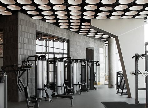 VSHD designs gym inspired by brutalism in architecture and underground fight clubs Gym Design Architecture, Dubai Design District, Gym Architecture, Fitness Center Design, Warehouse Gym, Gym Lighting, Gym Design Interior, Dubai Design, Hotel Gym