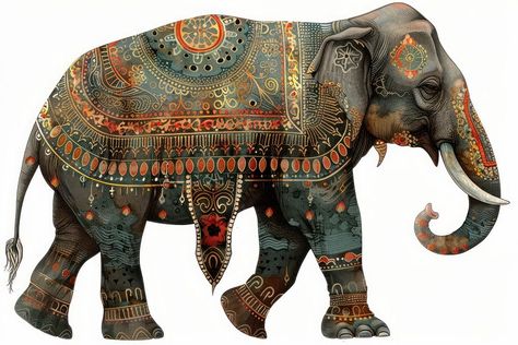 Colorful, ornate, elephant, Indian, illustration | free image by rawpixel.com / Boom Indian Art Aesthetic, Indian Elephant Illustration, Indian Elephant Art, Elephant Indian, Indian Artwork, Indian Illustration, Elephant Illustration, Watercolor Elephant, Indian Elephant