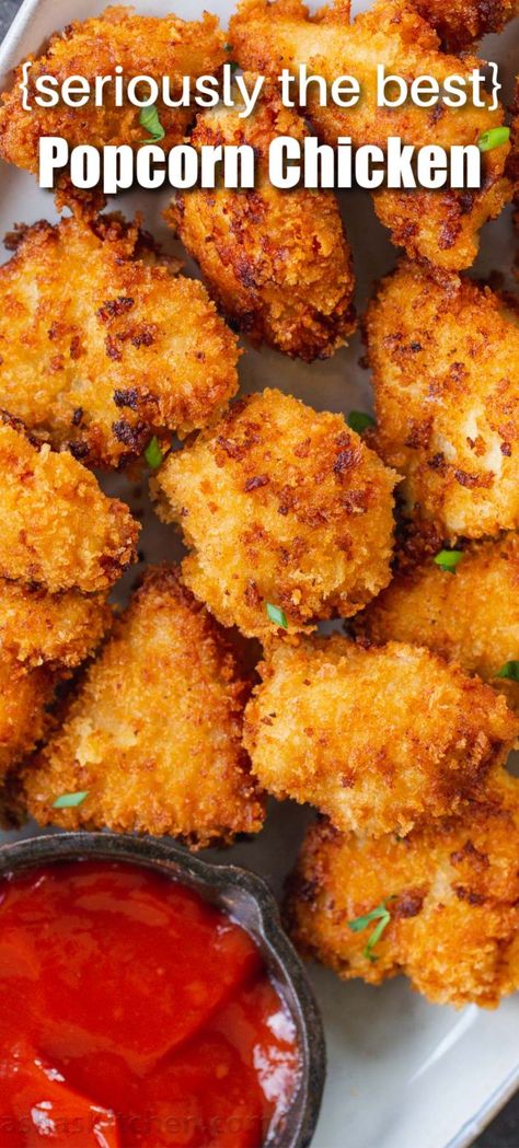 If you’ve never tried it before, it features tender chunks of chicken breast that have been breaded and deep-fried to golden brown perfection. Easy Popcorn Chicken, Easy Popcorn, Popcorn Chicken Recipe, Crispy Chicken Sandwiches, Baked Chicken Nuggets, Dinner Rotation, Best Popcorn, Chicken Sandwiches, Popcorn Chicken