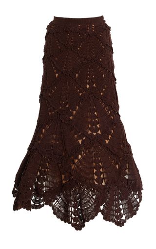 MODA OPERANDI: OSCAR de la RENTA Shell Crochet Flared Knit Skirt…