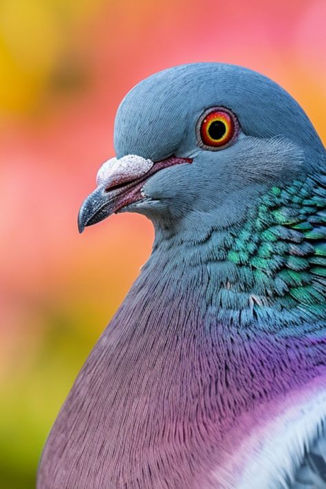 Discover the world of Wood Pigeons with our comprehensive guide. Learn about their habits, habitats, and birdwatching tips for these familiar and intriguing birds! Blue Crowned Pigeon, Birds Close Up, Cool Looking Animals, Bird Poses Reference, Pigeon Bathroom, Pigeon Reference, Bird Reference Photos, Pigeon Portrait, Pigeon Aesthetic