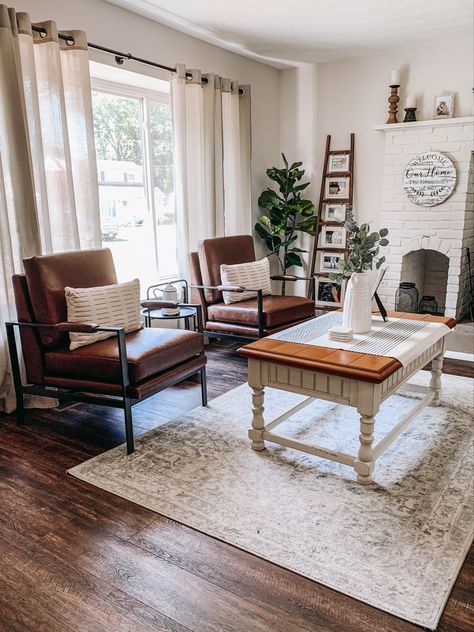 Modern Farmhouse style sitting room Sitting Area Around Fireplace, Sitting Room Modern Farmhouse, Front Den Room Ideas, Small Front Sitting Room, Fun Sitting Room Ideas, Small Front Sitting Room Ideas, Front Room Sitting Room Ideas, Sitting Room Ideas Farmhouse, Front Door Sitting Area