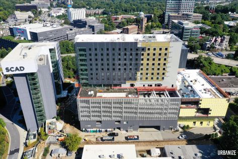 SCAD Atlanta's swelling campus has transformed Midtown blocks | Urbanize Atlanta Scad Atlanta, Georgia State University, Tower Stand, Drone Photos, School Building, New Beds, Next Door, Colleges And Universities, Residential Building