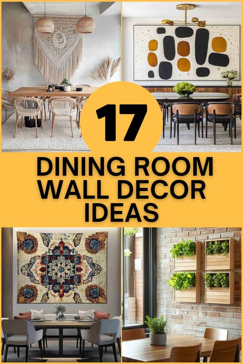 Looking to refresh your dining room? These 17 inspiring wall decor ideas will bring style, warmth, and personality to your space. Discover easy ways to create an inviting atmosphere that’s perfect for family dinners and gatherings! #DiningRoomDecor #WallDecorIdeas #HomeDecorInspo #DiningRoomStyle #InteriorDesign Dinner Room Wall Decor Ideas, Diy Dining Room Wall Decor, Dining Room Wall Decor Ideas Simple, Dining Room Wall Decor Ideas, Creative Dining Room, Warm Dining Room, Room Wall Decor Ideas, Diy Dining Room, Dining Room Cozy