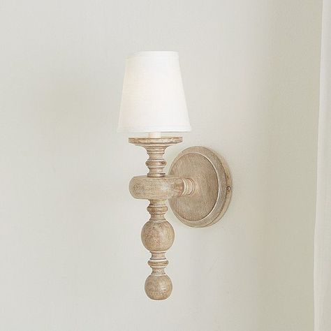 Peyton Wood Wall Sconce | Ballard Designs, Inc. Wooden Sconces, Sconces Living Room, Decorative Wall Sconces, Candle Sleeves, Wood Wall Mirror, Hamptons House, Metal Candle, Ship Lap Walls, Double Sink