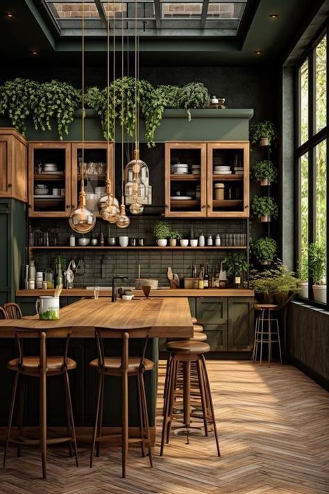 Interior Design Per La Casa, Green Walls, Camping Ideas, Decor Minimalist, Green Kitchen, Home Design Decor, Dream House Decor, Home Wallpaper, Ideas Home