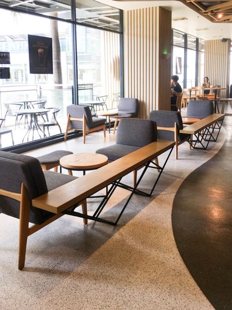 Inspiring Starbucks Design in Manila Philippines Starbucks Interior, Coworking Space Design, Asma Kat, Starbucks Design, Interior Design Minimalist, Coffee Shop Interior Design, Chairs And Tables, Cafe Shop Design, 카페 인테리어 디자인