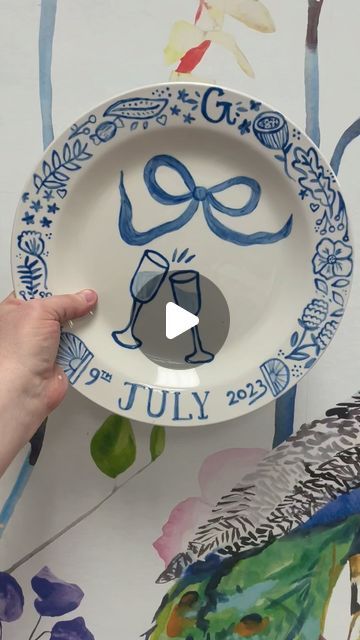 Seize The Clay on Instagram: "Wedding plates are the sweetest way to add a personal touch to your special day!!! Come by and make some memories with us!!! P.S- it’s a great anniversary gift too💗💍🥂🎂 #wedding #pottery #shoplocal #shopmemphis" Anniversary Plates Diy, Diy Painted Wedding Plates, Wedding Pottery Painting Ideas, Wedding Gift Pottery, Wedding Plates Painted, Special Day Plate, Diy Wedding Anniversary Gifts For Him, Anniversary Pottery Painting, Hand Painted Wedding Plate