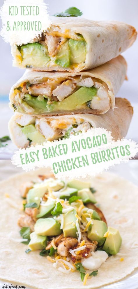 If you love Easy Dinner Ideas, then you are going to go crazy over these Baked Avocado Chicken Burritos! This is such an easy chicken burrito recipe, and it's made with simple ingredients even your… More Chicken Avocado Burrito, Chicken Burrito Recipe, Burrito Recipe Chicken, Chicken Rotisserie, Best Easy Dinner Recipes, Wheat Tortillas, Burrito Recipe, Chicken Baked, Avocado Chicken