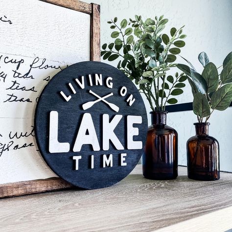 Laser Signs, On Lake Time, Beach Signs Wooden, Lake House Sign, Nautical Signs, Lake House Signs, Laser Cut Wood Crafts, Lake Time, Cabin Signs