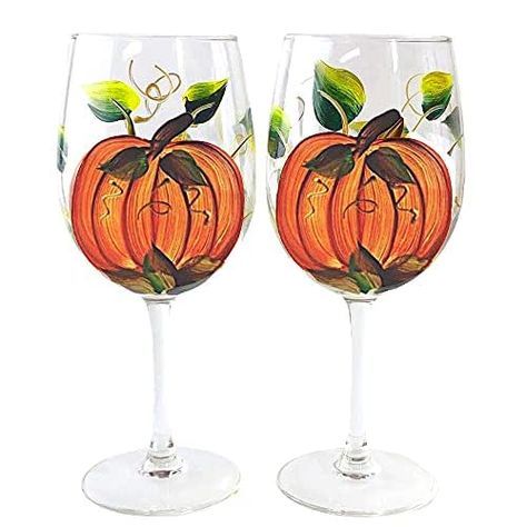 Hand Painted Pumpkin Fall Thanksgiving Wine Glass | Set of 2 | Perfect Thanksgiving Table Decor | Fall Autumn table Decor | Thanksgiving Hostess Gifts | Stemmed Wine Glasses Thanksgiving Hostess Gifts, Fall Wine Glasses, Thanksgiving Wine Glass, Autumn Table Decor, Table Decor Thanksgiving, Pumpkin Wine, Hostess Gifts Thanksgiving, Thanksgiving Hostess, Thanksgiving Wine