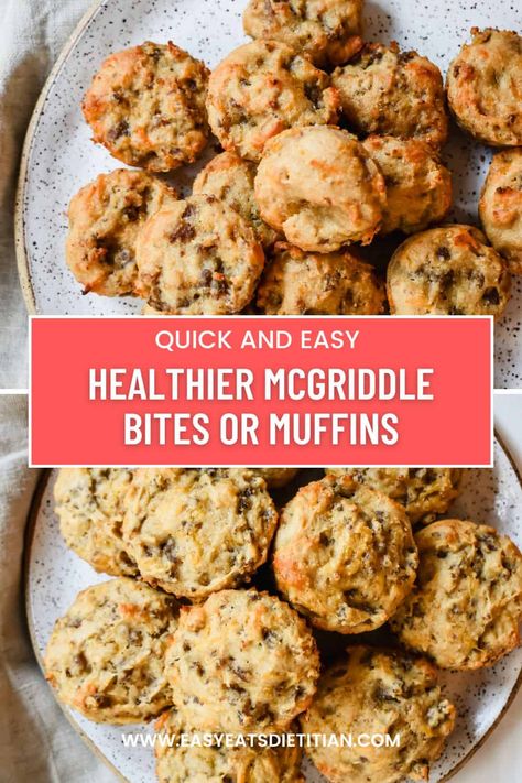 McGriddle Bites Sausage Mc Griddle Muffins, Healthy Mcgriddle Muffins, Keto Breakfast Potluck Ideas, High Protein Mcgriddle Muffins, Mcgriddle Mini Muffins, Mcmuffin Bites, Protein Mcgriddle Bites, Mcgriddle Cups, Protein Mcgriddle Muffins