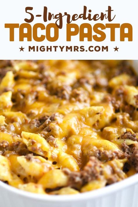 Taco Pasta Casserole, Cheesy Shells, Camper Food, Cheesy Taco Pasta, Taco Pasta Recipes, Ground Turkey Pasta, Shell Pasta Recipes, Cream Cheese Pasta, 5 Ingredient Dinners