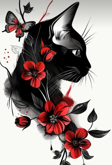 Sneezing Remedies, Black Cat Tattoo Ideas, Cat Sneezing, Roses Artwork, Roses Clipart, Blue Rose Tattoos, Elegant Cat, Black Cat Tattoos, Perfect Tattoo