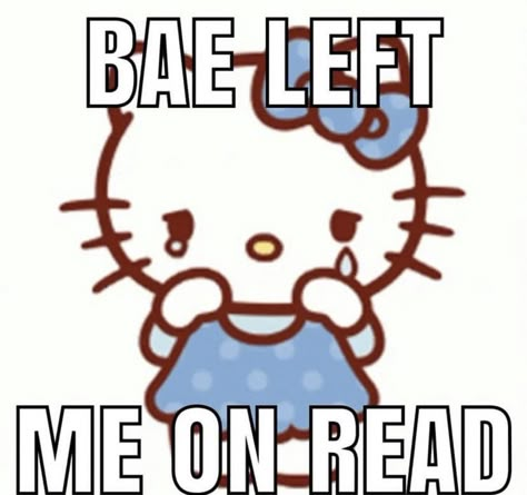 Left Me On Read, Hello Kitty Funny, Kitty Funny, My Little Pony Rarity, Best Friend Questions, Hello Kitty Car, Hello Kitty Things, Cute Text Quotes, Sick Humor