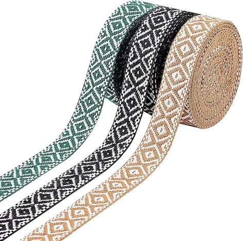 Amazon.com: WADORN 15 Yards 7/8 Inch Jacquard Ribbon Trim, 3 Colors Boho Embroidered Lace Trim Vintage Geometric Woven Ribbon Fabric Bias Tape DIY Clothing Straw Hat Bag Sewing Craft Accessories Christmas Decor Bias Tape Diy, Geometric Accessories, Sewing Supplies Storage, Woven Ribbon, Jewelry Making Kits, Bag Sewing, Diy Clothing, Sewing Organization, Jacquard Pattern