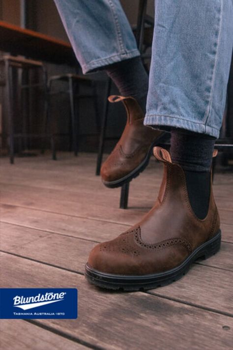 In a class by itself, new Classics Series Antique Brown Brogue adds fun, or formality, for total flexibility. Classic rich Blundstone colour ages well. Boots, Blundstone Outfit, Brown Brogues, Blundstone Boots, Aging Well, Boots Brown, A Class, Fashion Boots