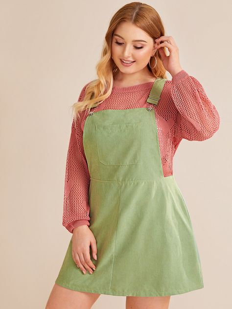 Fashion For Chubby Ladies, Winter Cottagecore Outfit, Plus Size Cottagecore, Cottagecore Outfit, Chubby Fashion, Trendy Fashion Tops, Pinafore Dress, Shein Style, Trendy Tops