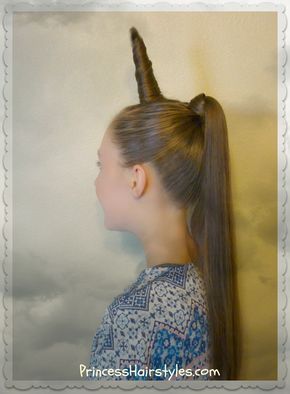 DIY Unicorn Hairstyle Tutorial for Halloween or Crazy Hair Day Horn Hairstyle, Unicorn Hairstyle, Halloween Hairstyle, Make A Unicorn, Diy Unicorn, Wacky Hair Days, Spiky Hair, Crazy Hair Day, Wacky Hair