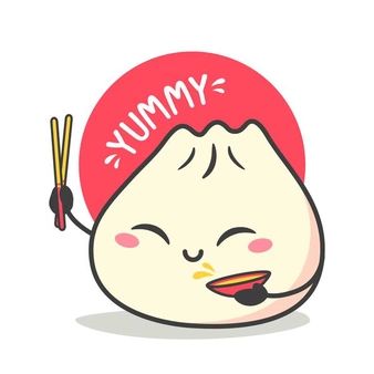 Momos Cartoon, Siopao Cartoon, Momo Logo Design, Momos Illustration, Logo Dimsum Design, Momos Logo, Cute Dumpling Cartoon, Dimsum Cartoon, Dumpling Character