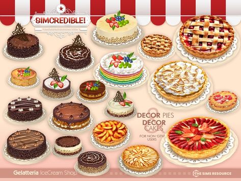 The Sims Resource - Gelatteria Desserts (Patreon) The Sims 4 Pack, Expiration Dates On Food, Yogurt Dessert, Dessert Items, Food Texture, The Sims 4 Packs, The Sims 4 Download, Mini Pies, Desserts To Make