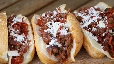 Zucchini Bites, Cheese Steak Sandwich, Thursday Night Football, Pizza Ingredients, Eagles Fans, Steak Sandwich, Philly Cheese Steak, Pizza Bread, Great Food