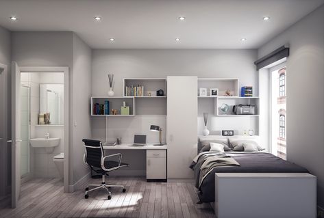 ArtStation - Student Accomodation Hostel Room Makeover, Student Accomodation, Small Apartment Plans, Living Room Baskets, Small Room Interior, Dorm Checklist, Student Bedroom, Hostel Room, Student Apartment