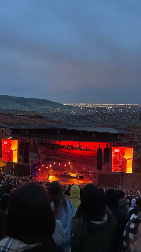 concert summer goals outdoor concert colorado red rocks hippocampus Red Rocks Concert Aesthetic, Red Rocks Amphitheater Concert, Colorado Living Aesthetic, Red Rock Concert, Colorado Aesthetic Summer, Colorado Summer Aesthetic, Red Rocks Concert Outfit, Colorado In October, Rock Concert Aesthetic