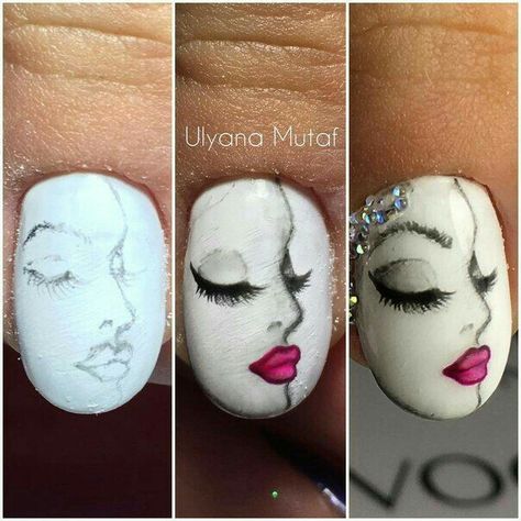 Nail Art Dessin, Face Nail Art, Nails Images, Unghie Nail Art, Nail Drawing, Nail Designs Tutorial, Latest Nail Trends, Nail Art Techniques, Art Face