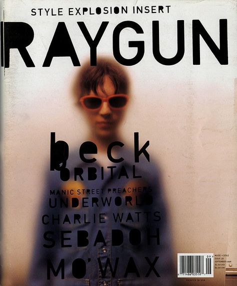 Raygun: Issue 39 by Joe Kral, via Flickr Raygun Magazine, David Carson Typography, Bühnen Design, Grunge Typography, David Carson, Paula Scher, Magazine Ideas, Polish Poster, Massimo Vignelli