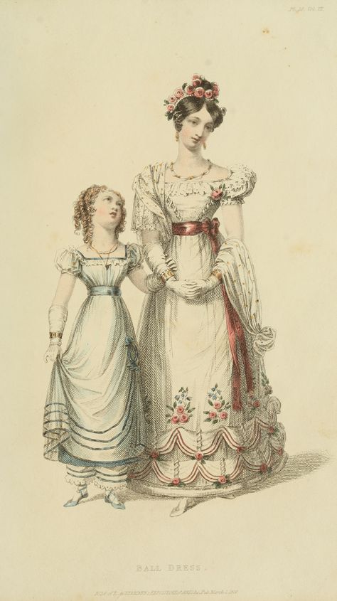 1826 - Ackermann's Repository Series 3 Vol 7 - March Issue 1820 Fashion, 1820s Fashion, Western Womens Fashion, Regency Gown, Regency Era Fashion, 1800s Fashion, Regency Dress, Regency Fashion, 19th Century Fashion