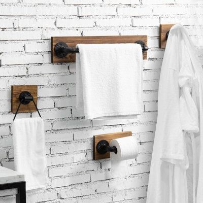 Organisation, Hanging Robes, Black Towel Bar, Towel Organization, Rustic Aesthetic, Steampunk Decor, Plumbing Bathroom, Bathroom Storage Organization, Bathroom Hardware Set