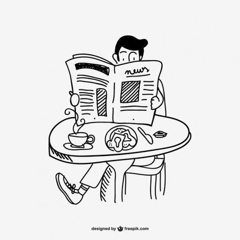 Reading Newspaper Drawing, Man Reading Newspaper, Newspaper Drawing, Reading Tattoo, Newspaper Cartoons, Man Reading, Reading Newspaper, Newspaper Cover, Cute Simple Wallpapers