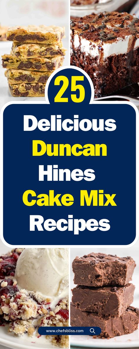 25+ Delicious Duncan Hines Cake Mix Recipes for Every Occasion! Duncan Hines Spice Cake Recipes, Duncan Hines Dark Chocolate Fudge Cake Mix Recipes, Devil's Food Cake Mix Recipes Ideas, Boxed Pound Cake Mix Recipes, Soda Cake Mix Recipes, Recipes With Box Cake Mixes, Doctored Chocolate Cake Mix Recipes, Cake Mix Cakes Recipes, Duncan Hines Cake Mix Recipes