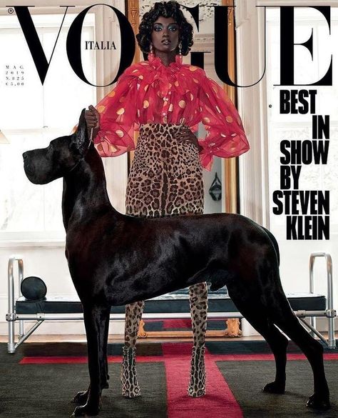 ANOK YAI & PRINCE (DOG) | VOGUE ITALIA MAY,2019 COVER. PHOTOGRAPHED BY  STEVEN KLEIN Anok Yai, Steven Klein, Vogue Vintage, Vogue Magazine Covers, Chanel Resort, Magazine Vogue, Fashion Magazine Cover, Julien Macdonald, Fashion Cover