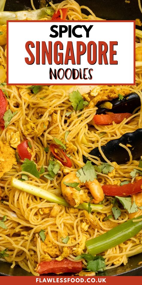 Singapore Mai Fun, Mai Fun Noodles Recipe Easy, Singapore Chow Mei Fun, Singapore Mei Fun, Singapore Rice Noodles Recipe, Singapore Vermicelli Recipe, Spicy Singapore Noodles Recipe, Mai Fun Noodles Recipe, Vermicelli Rice Noodle Recipes