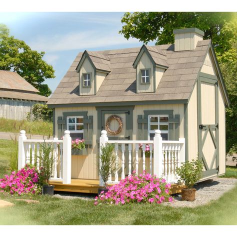 Little Cottage Company Cape Cod Playhouse White Garden Shed, Garden Shed With Porch, Playhouse Loft, Luxury Playhouses, Playhouse Furniture, Playhouse Kits, Muebles Shabby Chic, Shed With Porch, Patio Grande