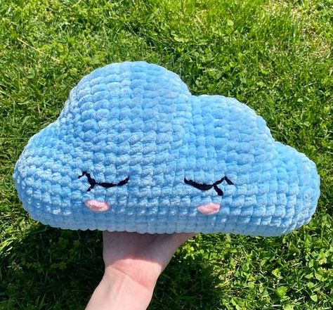 Blue Cloud Crochet Plush, Cute Chenille Clouds, Chunky Cloud Plush, 2 Shades of Blue Crochet toys patterns free amigurumi #crochettoyspatternsfreeamigurumi #crochet #crochettoy #crochetpattern #crochetpatterns 1.512 Crochet Cloud Pattern Free, Plush Amigurumi Free Pattern, Knit Plushies, Toys Quotes, Cloud Crochet, Crochet Pins, Chunky Yarn Crochet, Knit Top Patterns, Easy Crochet Animals