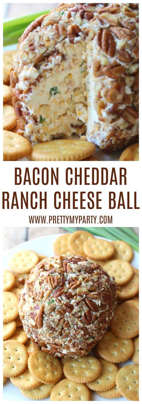 Cheddar Ranch Cheese Ball, Ranch Cheeseball, Bacon Ranch Cheeseball, Easy Cheeseball, Bacon Cheeseball, Cheeseball Recipes, Ranch Cheese Ball, Cheeseball Recipe, Tartiflette Recipe