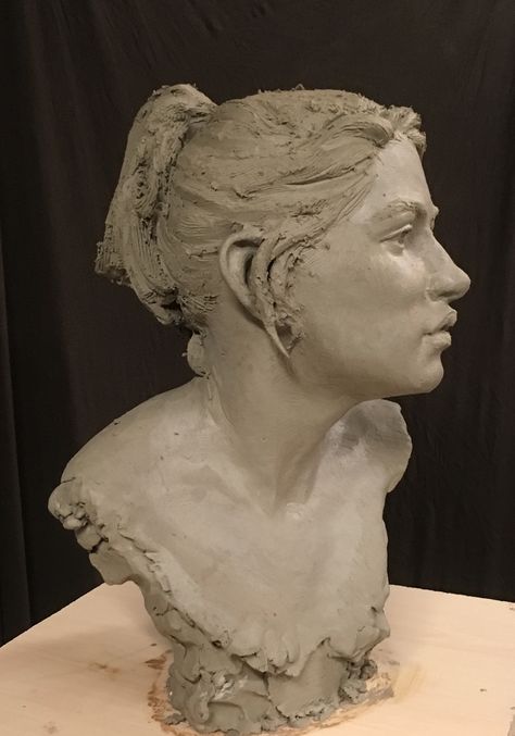 Head Bust, Female Bust, Clay Portrait, Clay Bust Sculpture Ideas, Clay Bust, Face Sculpture, Clay Face Sculpture, Woman Clay Sculpture, Clay Bust Sculpture