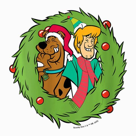 Christmas Cartoon Characters Aesthetic, Scooby Doo Christmas Wallpaper, Scooby Christmas, Christmas Scooby Doo, Printify Ideas, Scooby Doo Christmas, Scooby And Shaggy, Scooby Doo Coloring Pages, Nick Jackson