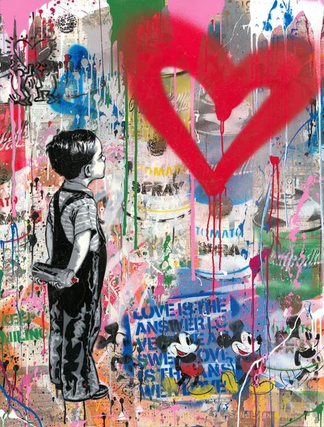 With All My Love by Mr Brainwash Mr Brainwash Art, Banksy Street Art, Street Art Love, Mr Brainwash, Street Art Banksy, Art Investment, Graffiti Murals, Graffiti Wall Art, Graffiti Wall