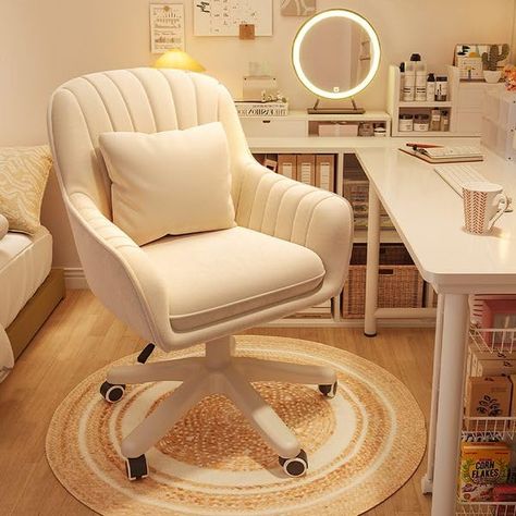 Bedroom Desk Chair, White Desk Chair, Desk Chair Comfy, Cute Desk Chair, Foam Frame, Chair Swivel, Home Office Chair, Bedroom Desk, Velvet Accent Chair