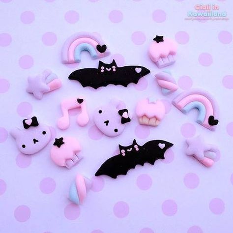 Kawaii Charms, Kawaii Crafts, Pastel Goth Fashion, Kawaii Goth, Yami Kawaii, Kawaii Accessories, Photo Charms, Rilakkuma, Clay Charms